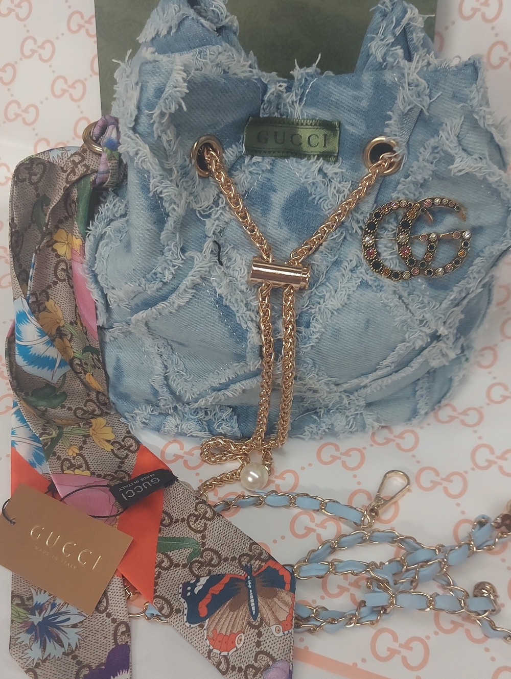 GG Denim Bucketbag Upcyled crossbody
